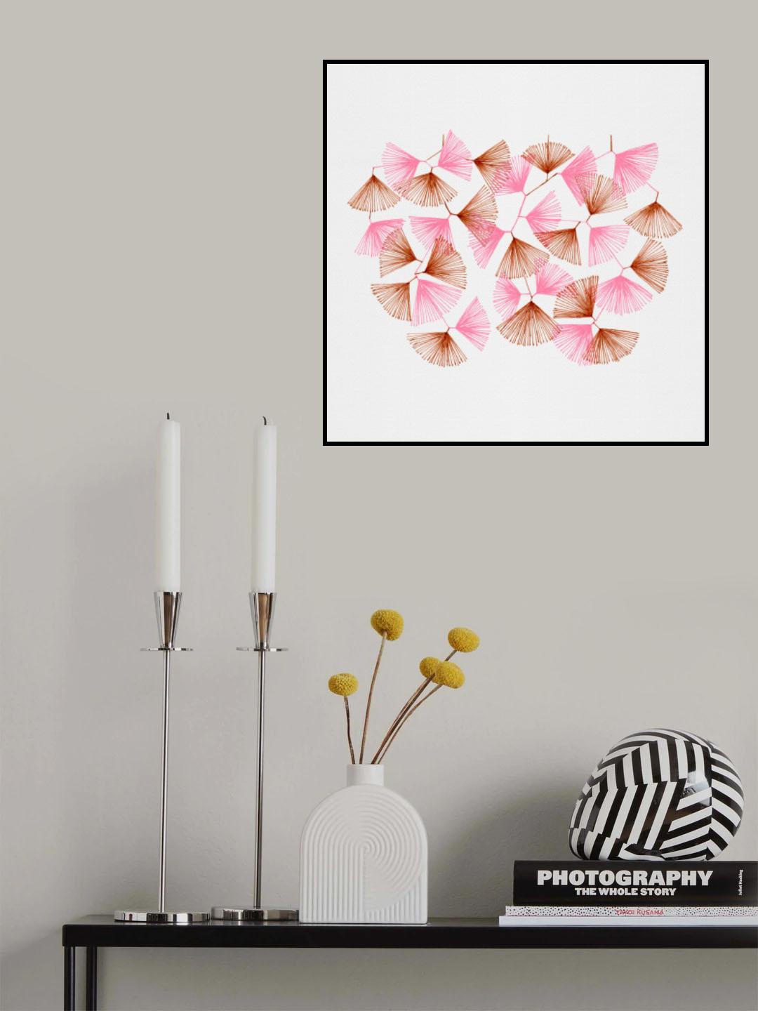 Fan Shape Lines Pink Brown Poster och Canvastavla
