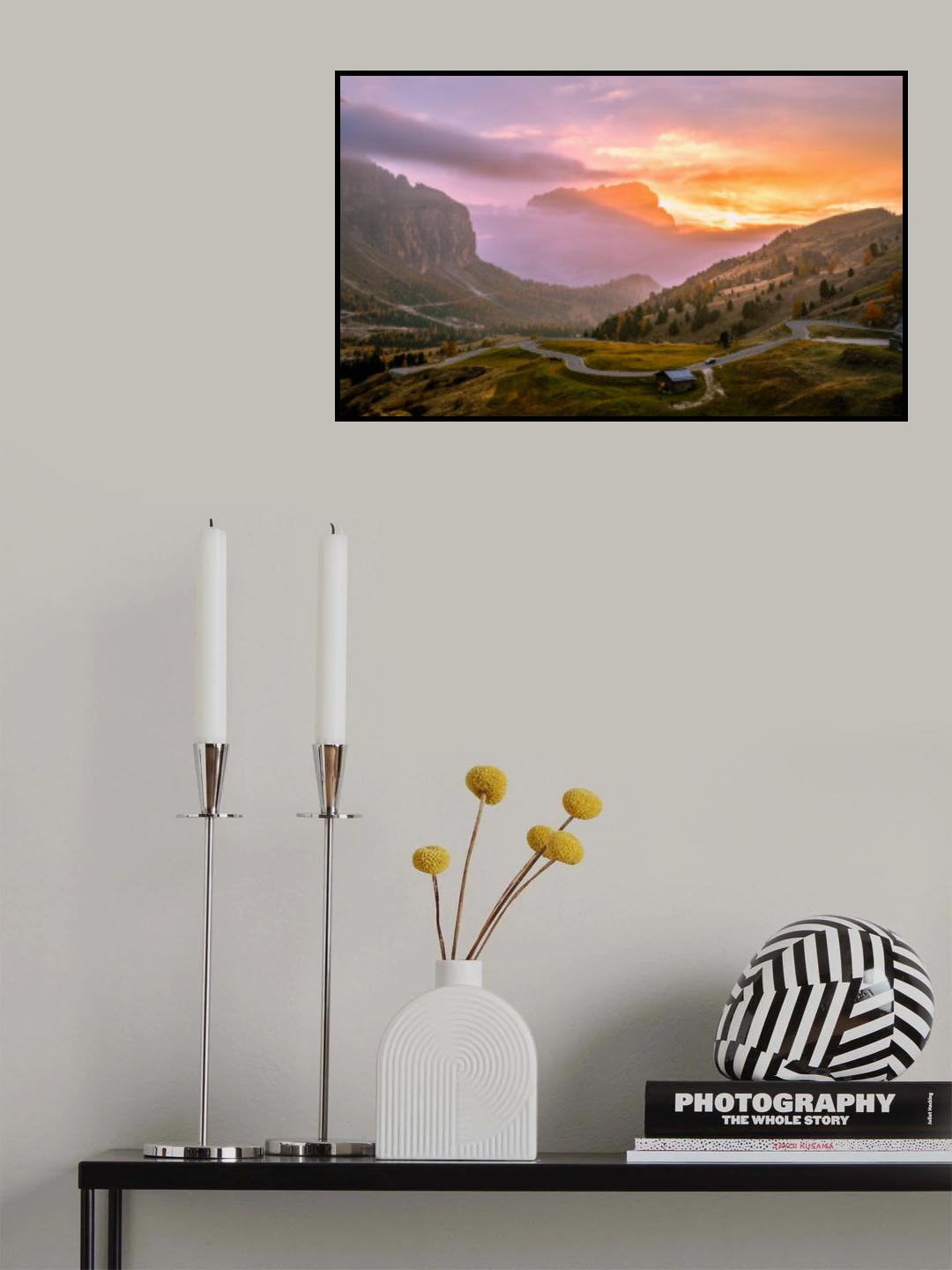 Golden Hour of Passo Gardena Poster och Canvastavla