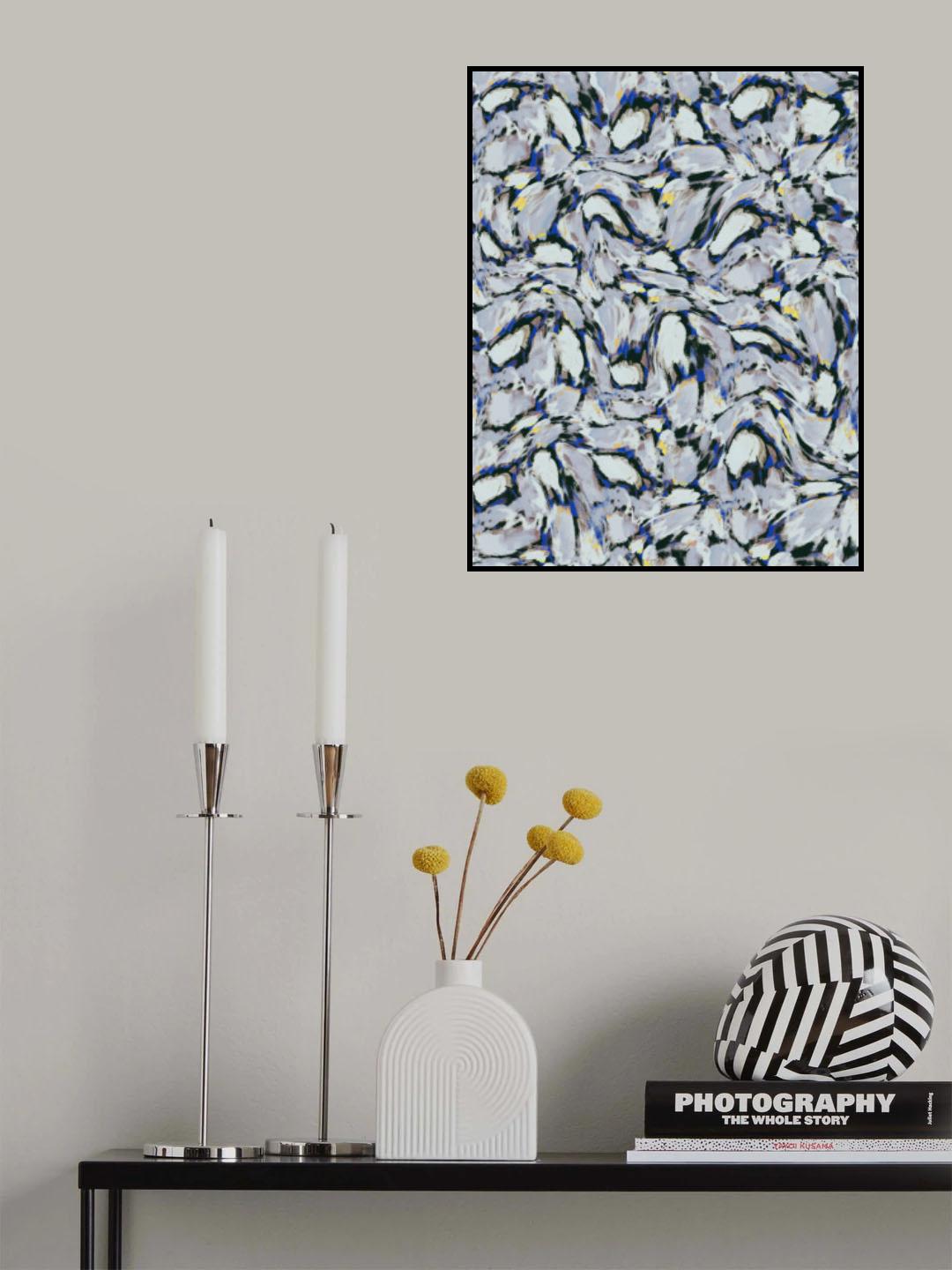 Blue Ice Flowers Pattern Poster och Canvastavla