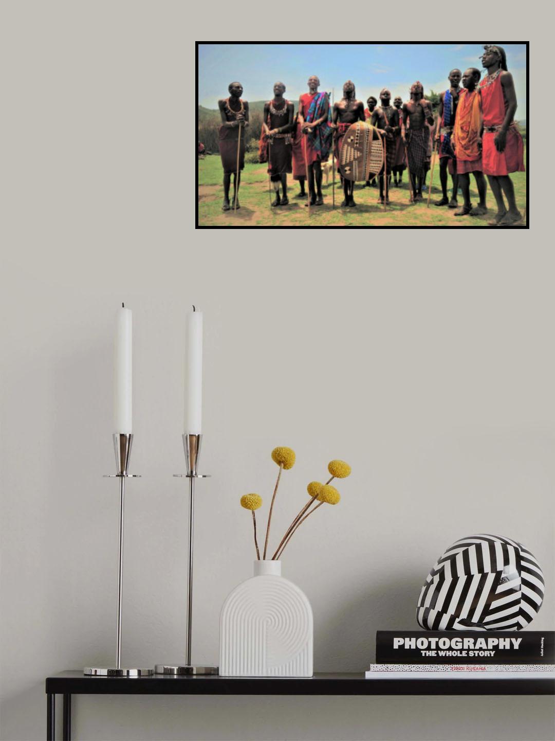 Maasai tribesmen and women. Kenya. Poster och Canvastavla