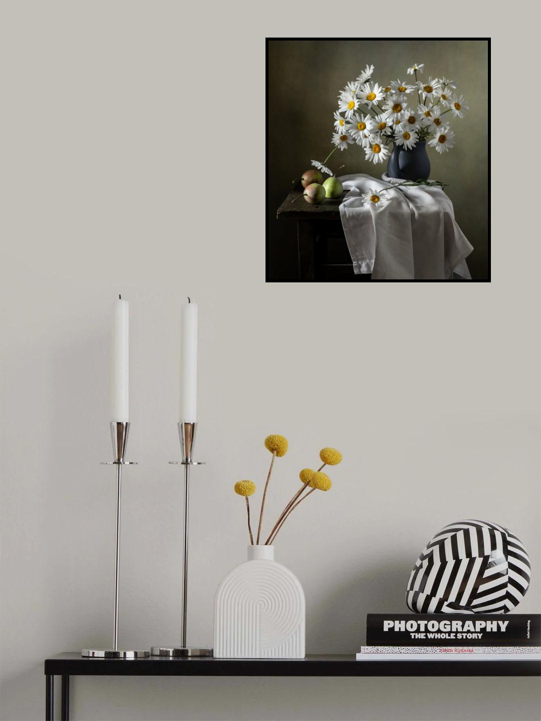 Still life with daisies and pears Poster och Canvastavla