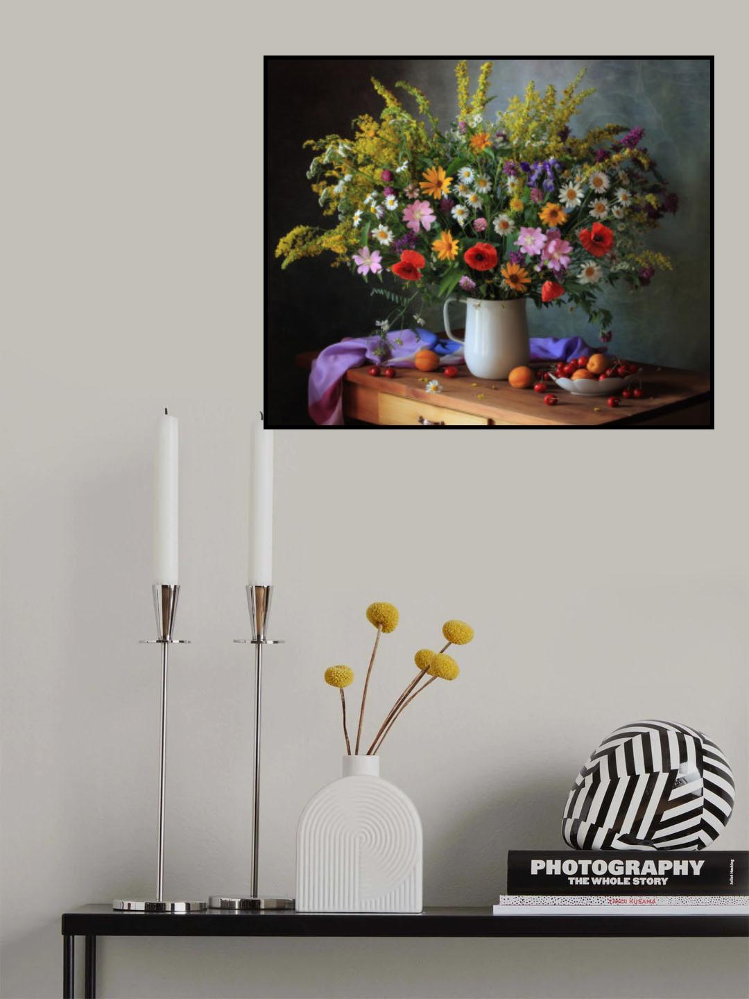 Still life with a bouquet of meadow flowers Poster och Canvastavla