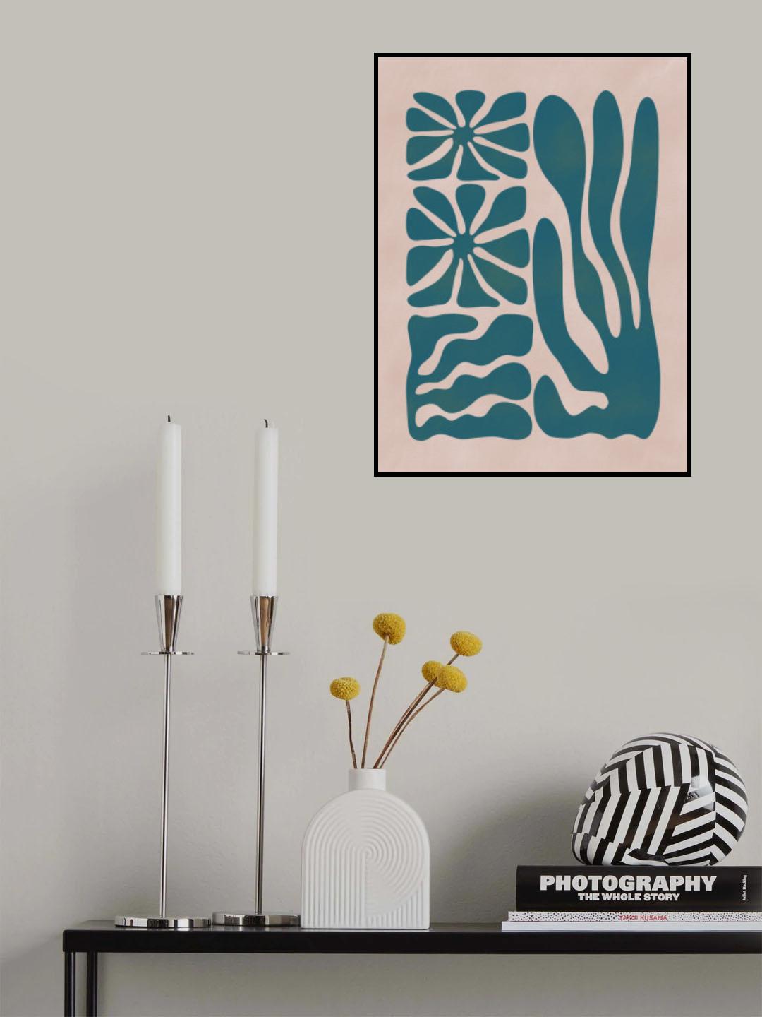 Floral Coral Cut Out Poster och Canvastavla