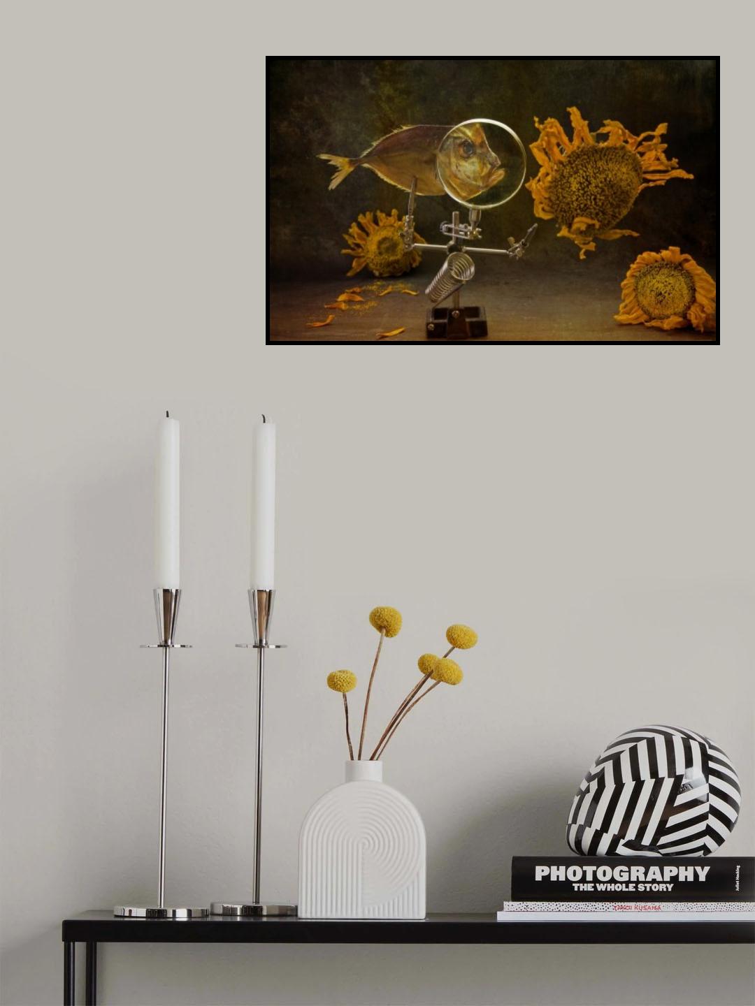 Fish and falling sunflowers Poster och Canvastavla