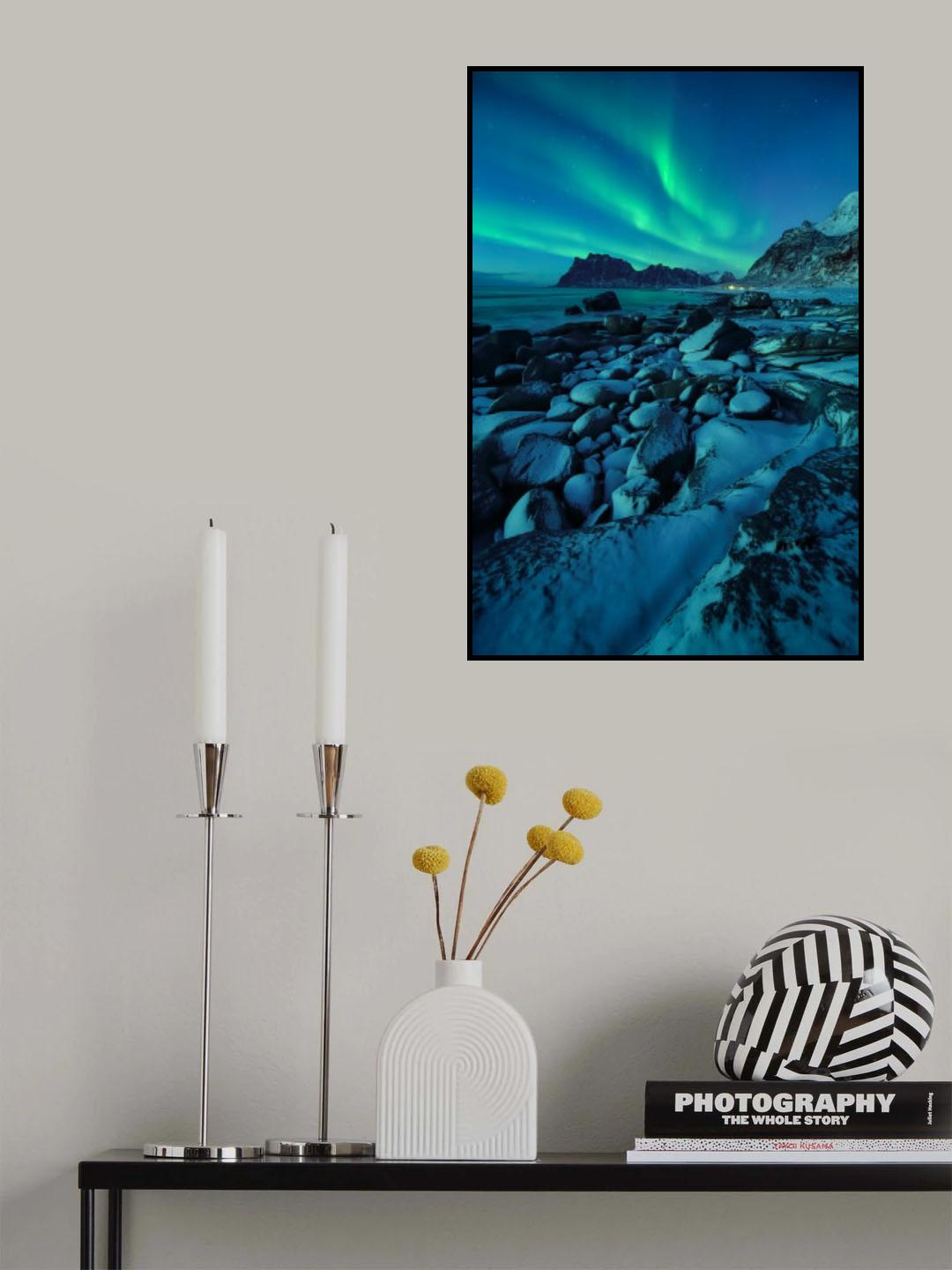 Curves at Uttakleiv Beach Poster och Canvastavla