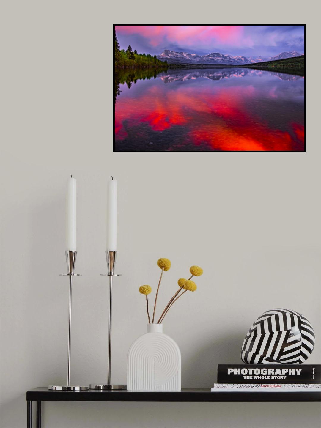 Moring Fire in St Mary Lake Poster och Canvastavla