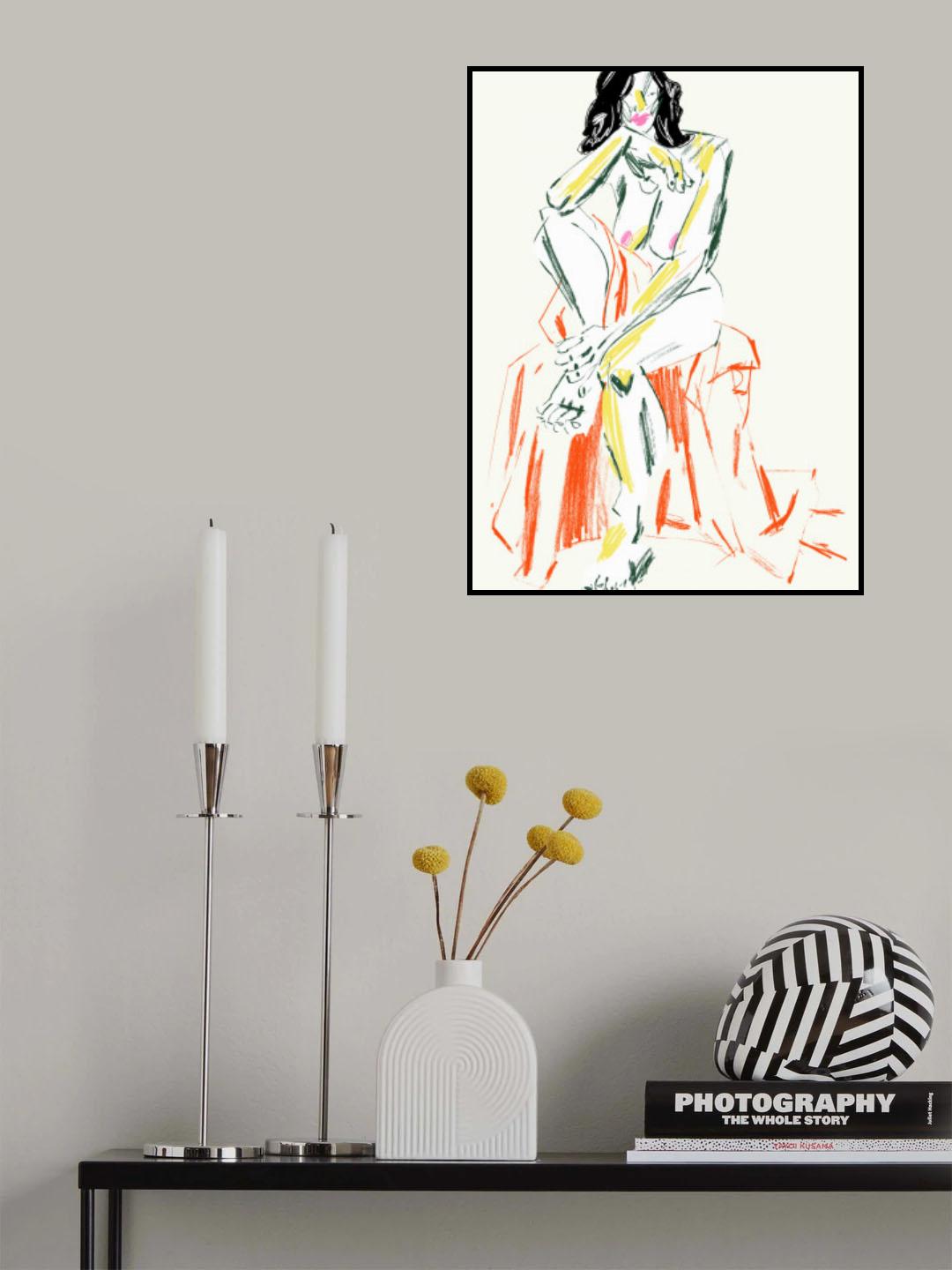 Woman Resting Her Chin On Her Hand Poster och Canvastavla