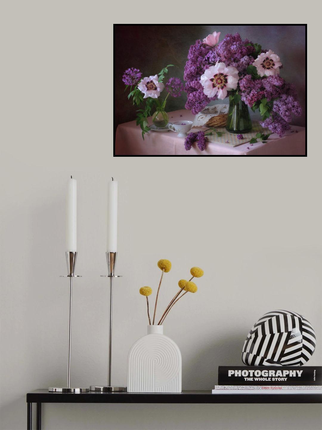 Still life with lilac and peonies Poster och Canvastavla