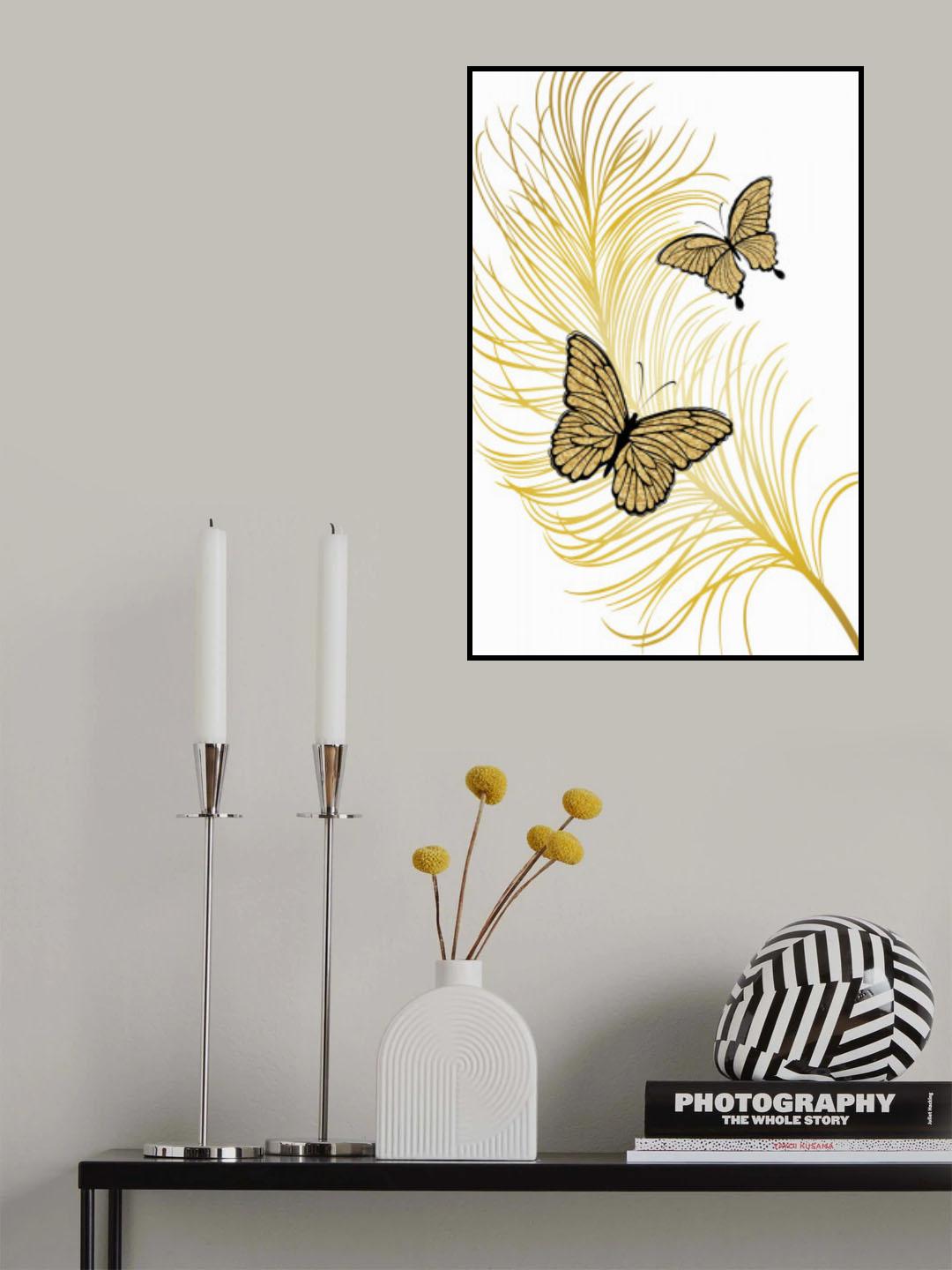 Golden Butterflies Poster och Canvastavla