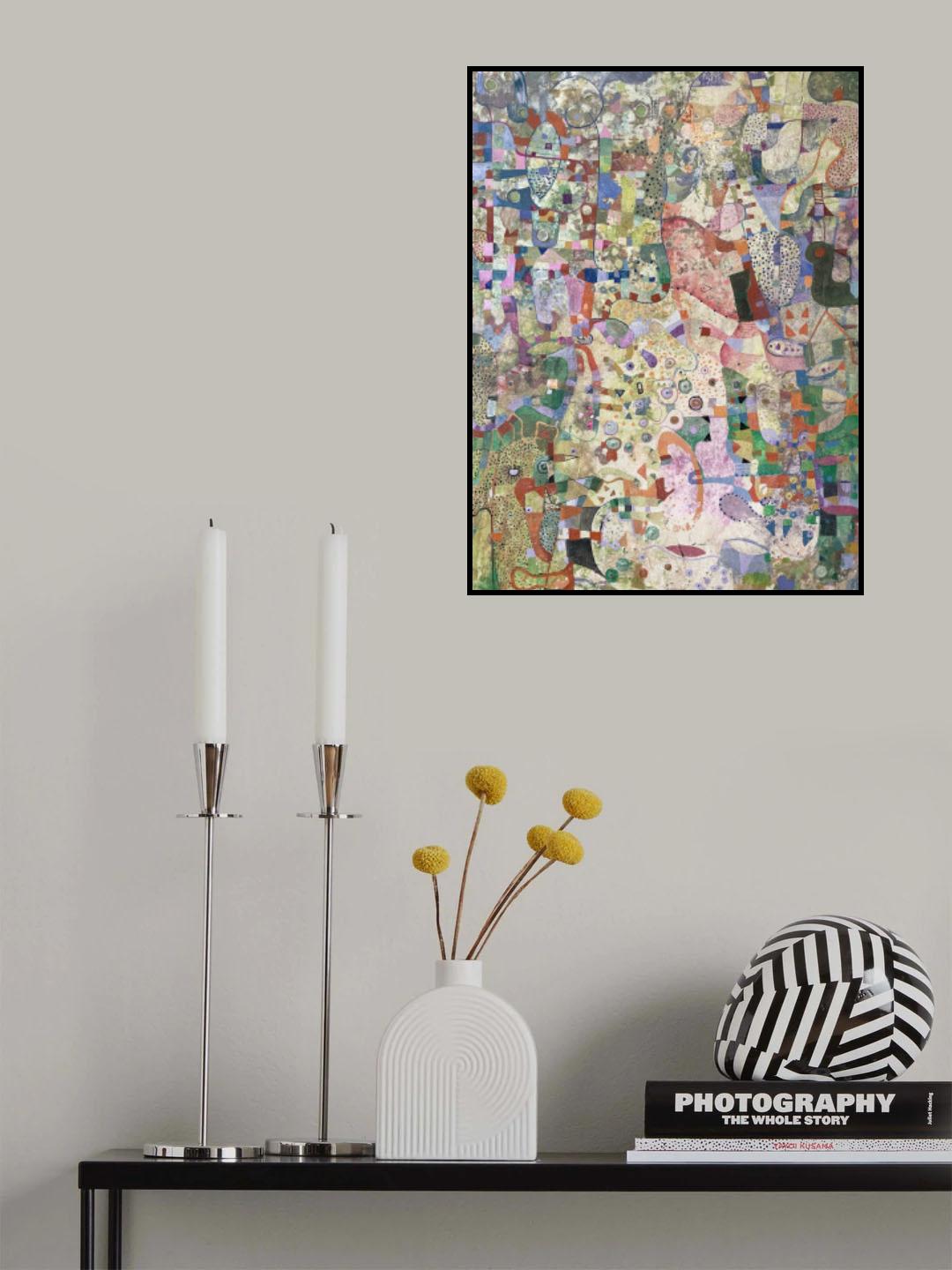 Chartreuse and Dots 30x40 2023 Mixed Media Poster och Canvastavla