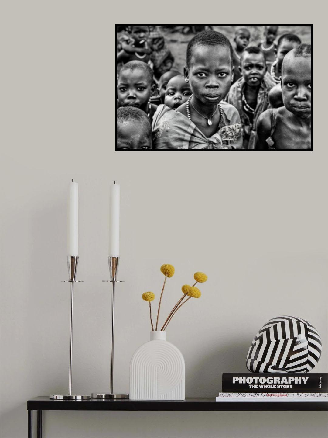 South sudanian children gathered to have their photo taken Poster och Canvastavla