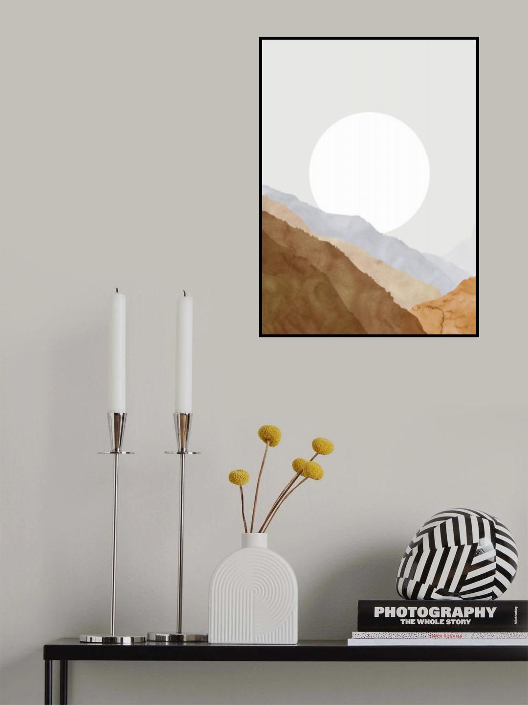 Boho moon and mountains Poster och Canvastavla