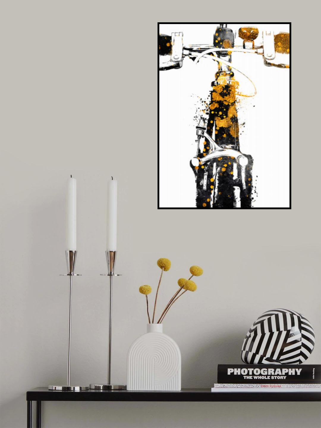 Cycling 2 gold and black Poster och Canvastavla