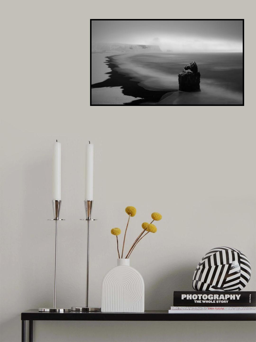 A b&w morning at Dyrhólaey Poster och Canvastavla