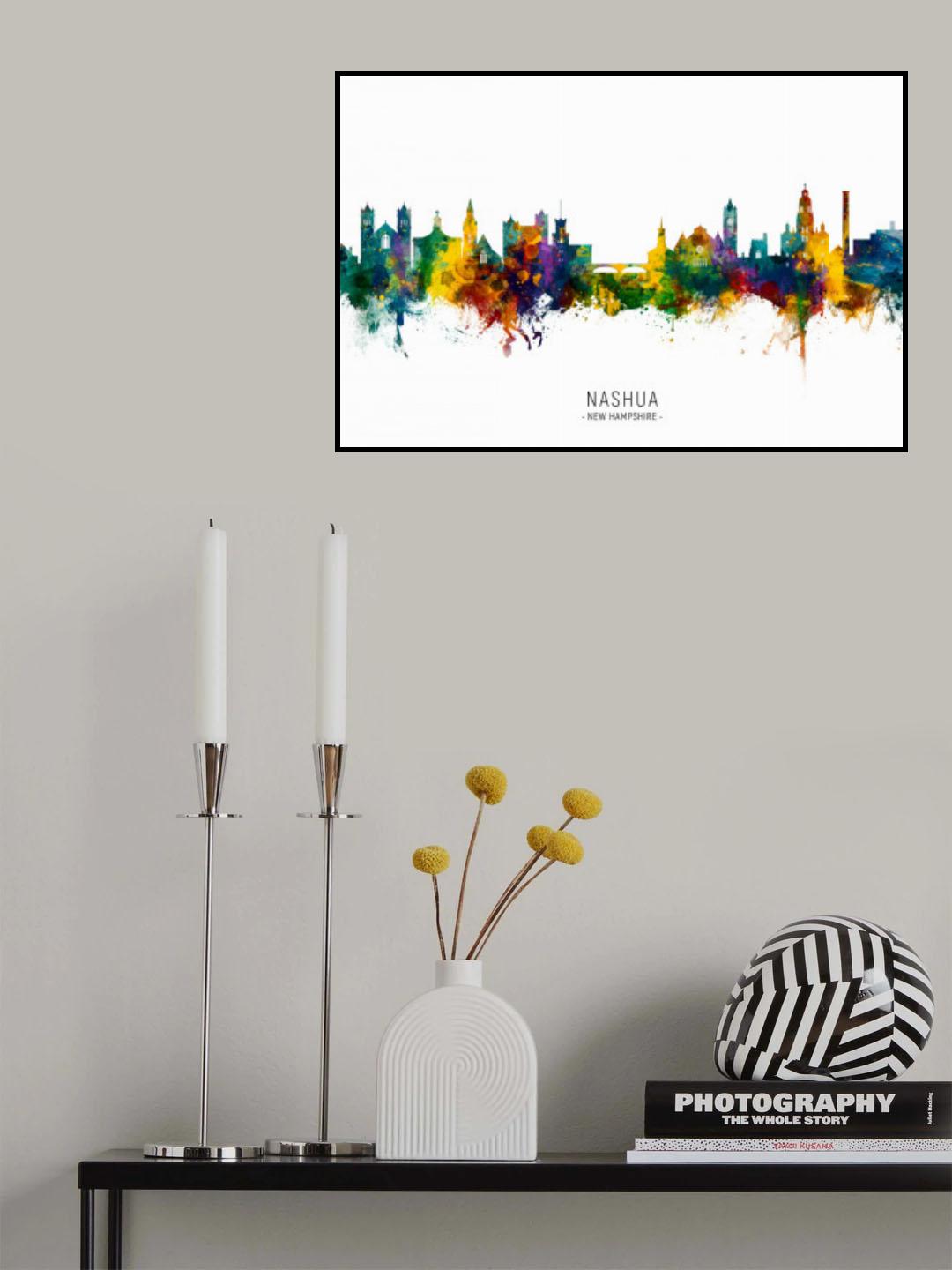 Nashua New Hampshire Skyline Poster och Canvastavla
