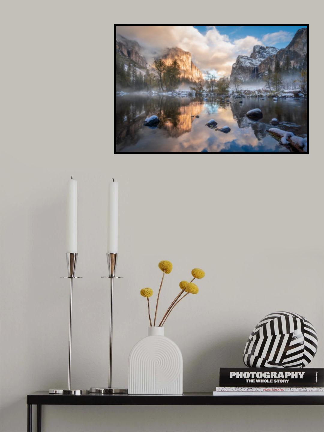 First Snow in Fall in the Valley Poster och Canvastavla
