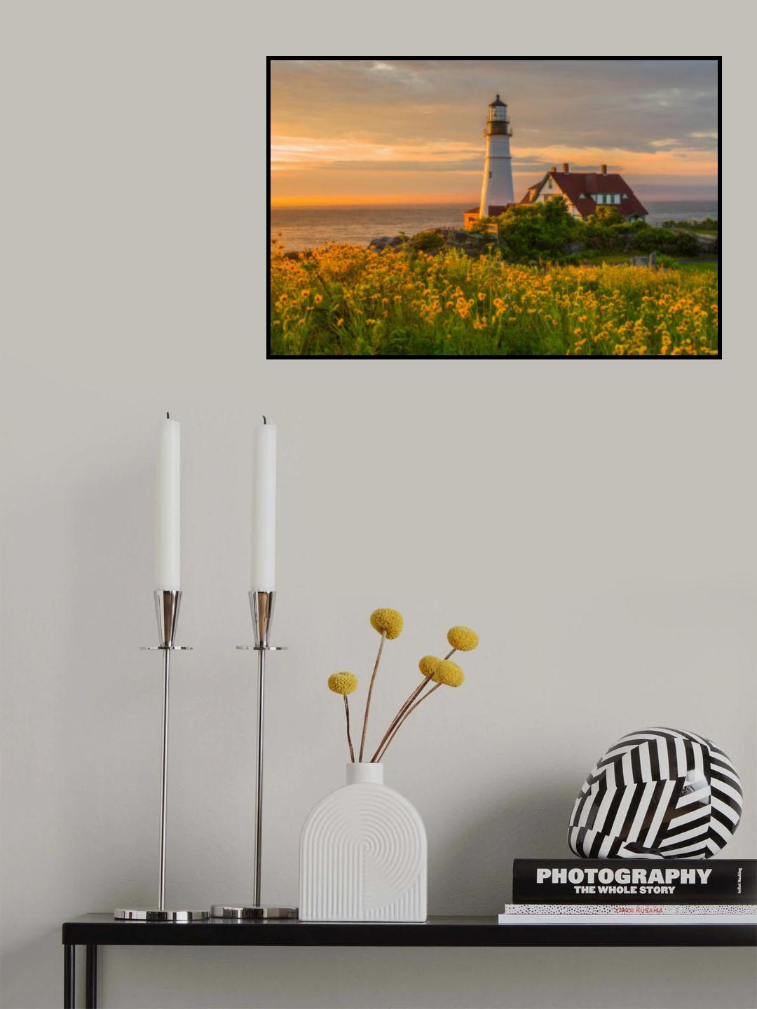 Lighthouse sunset Poster och Canvastavla