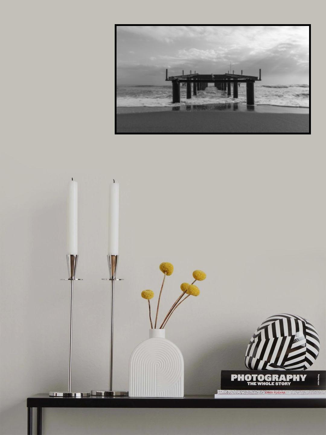old pier and dramatic landscape Poster och Canvastavla