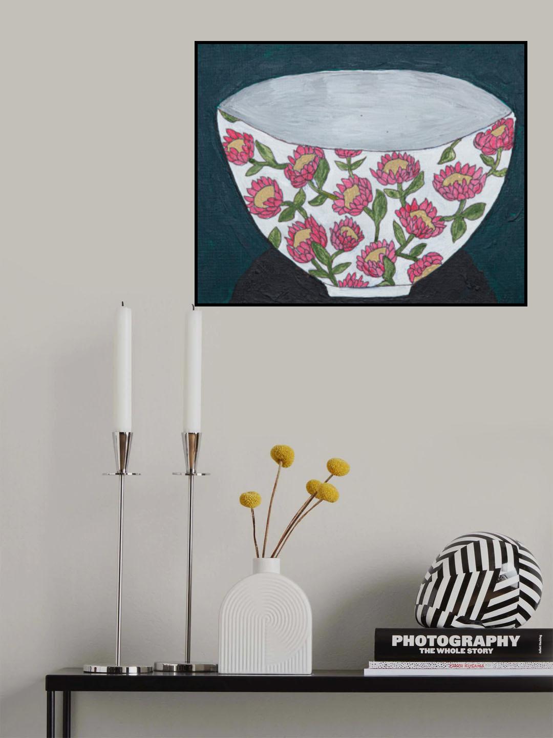 Pink Protea Bowl Poster och Canvastavla