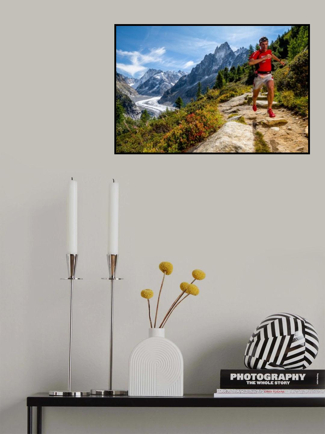 Kilian Jornet training above Montenvers Poster och Canvastavla