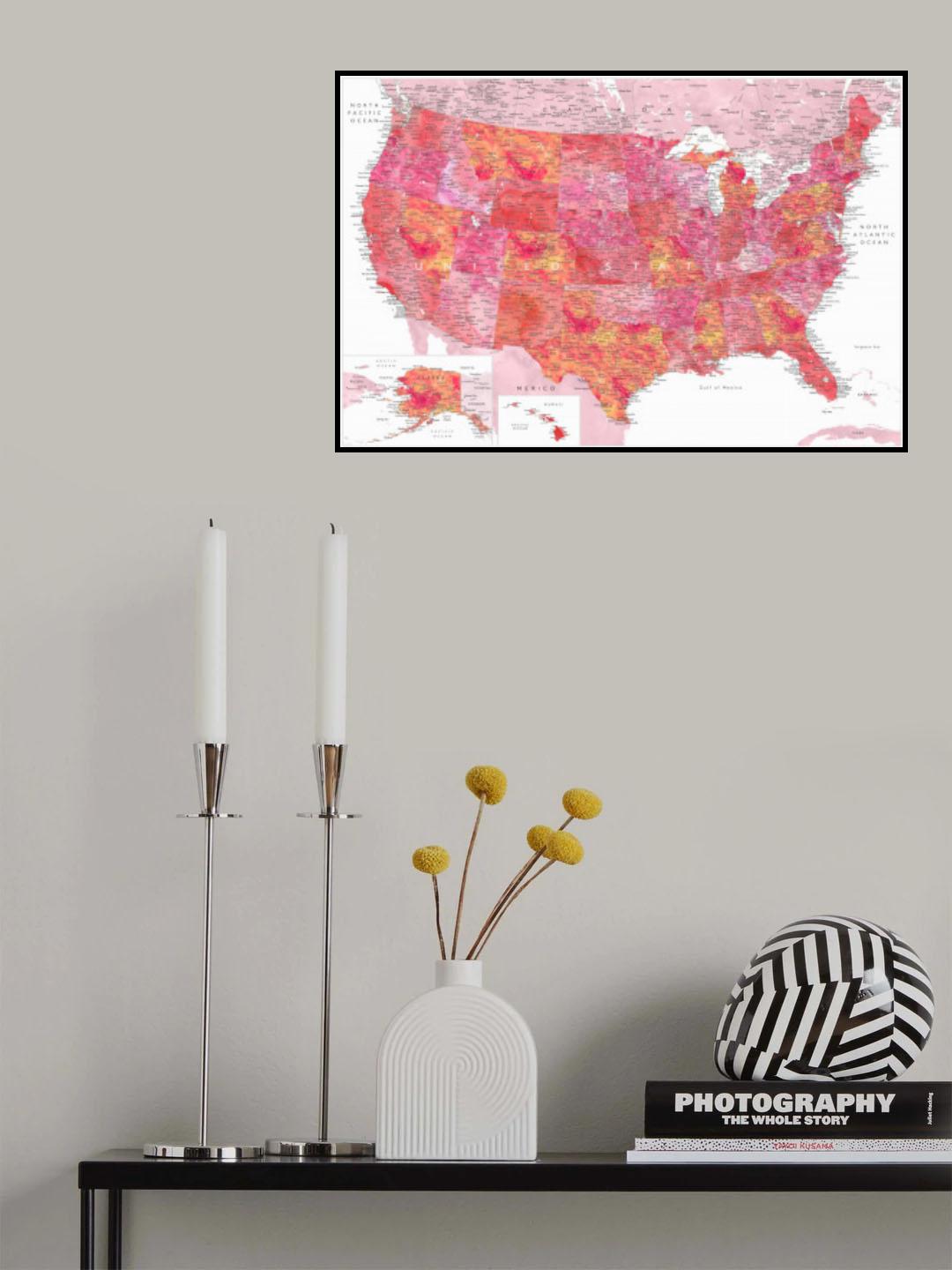 Highly detailed map of the United States, Tatiana Poster och Canvastavla
