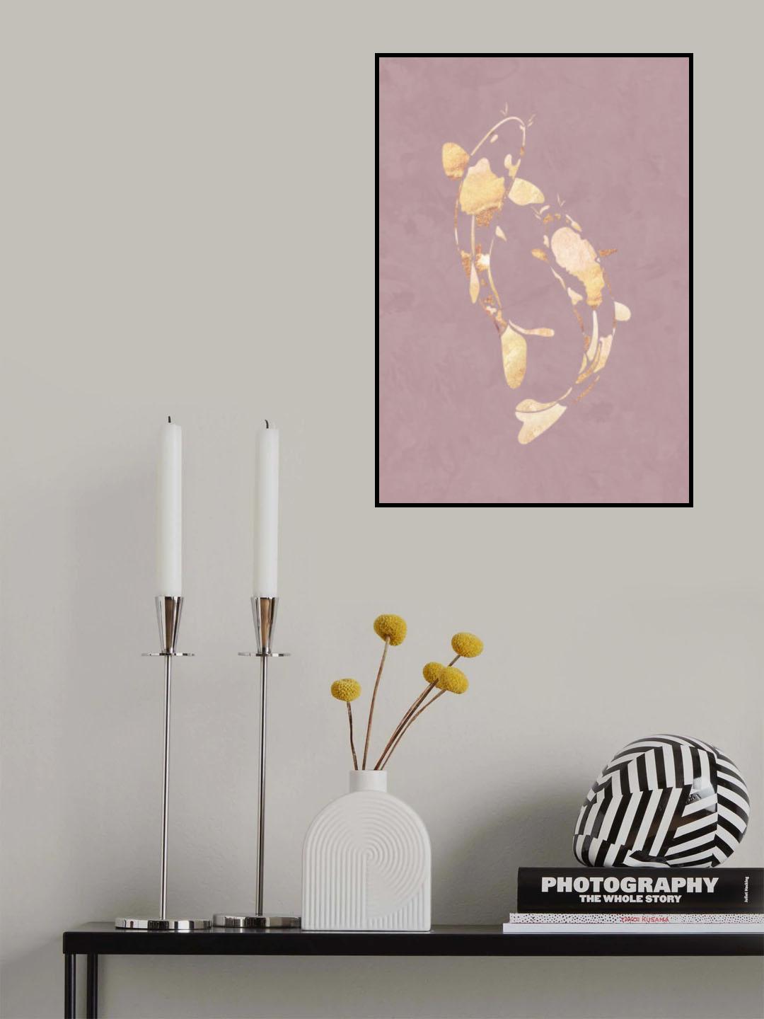 Pink Gold Koi Fish 1 Poster och Canvastavla