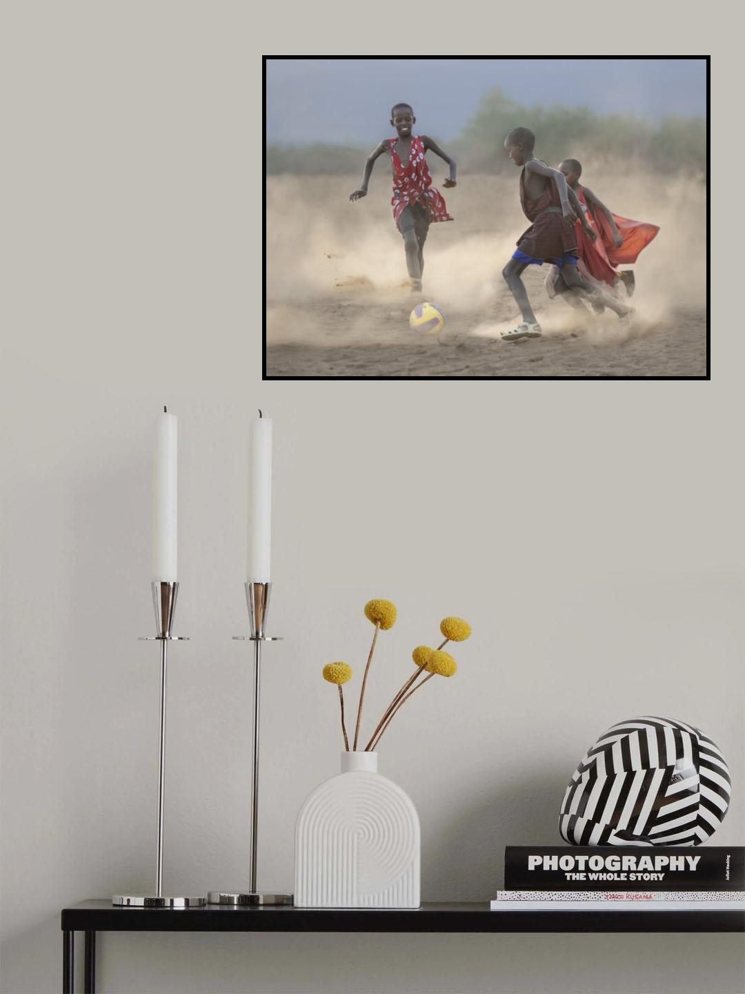 Masai children playing soccer Poster och Canvastavla