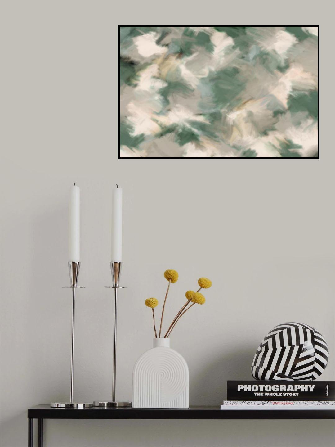 Green Beige Wild Painted Square Poster och Canvastavla