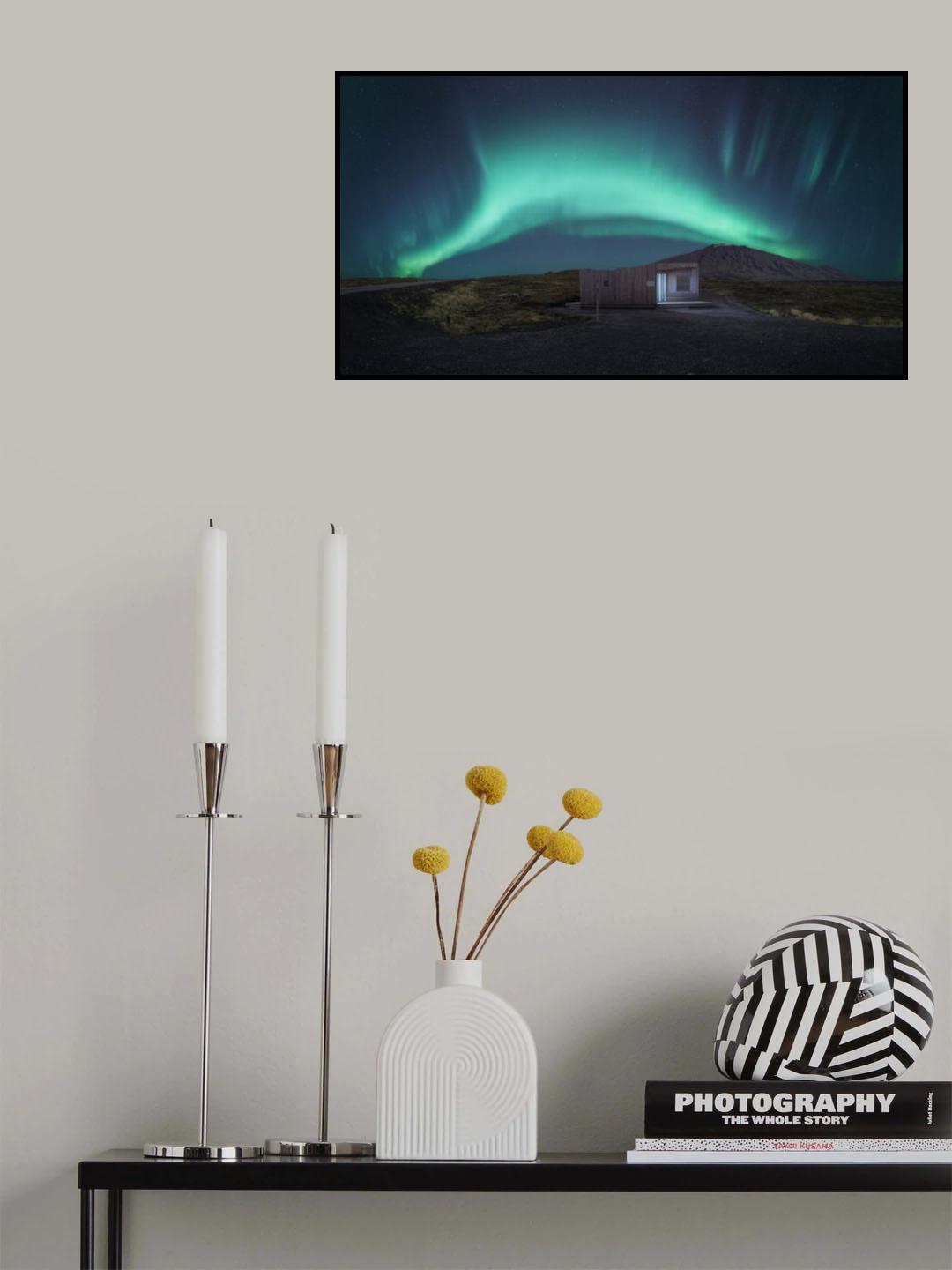 Volcanic cave over Auroras. Poster och Canvastavla