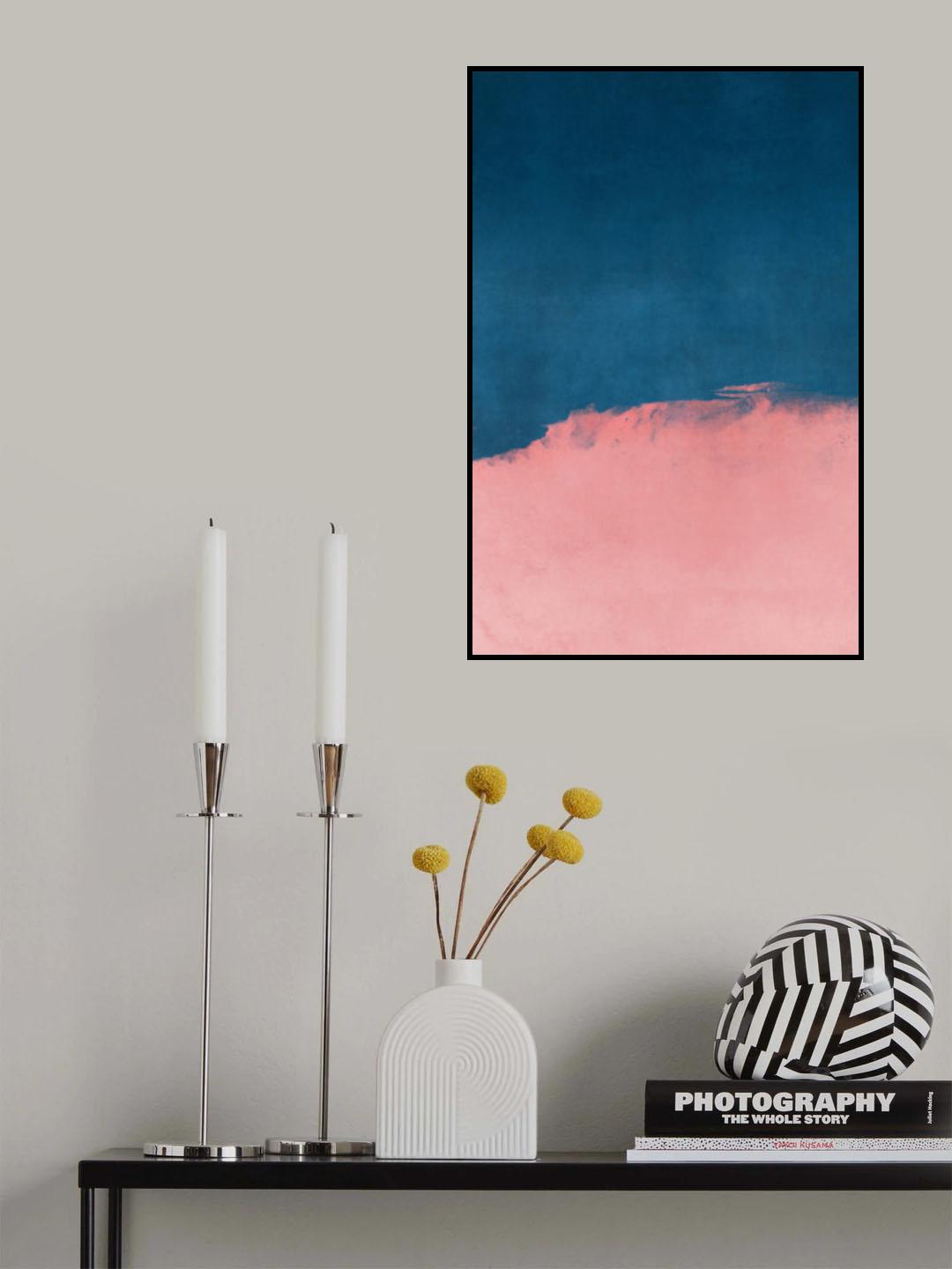Minimal Landscape Pink and Navy Blue 01 Poster och Canvastavla