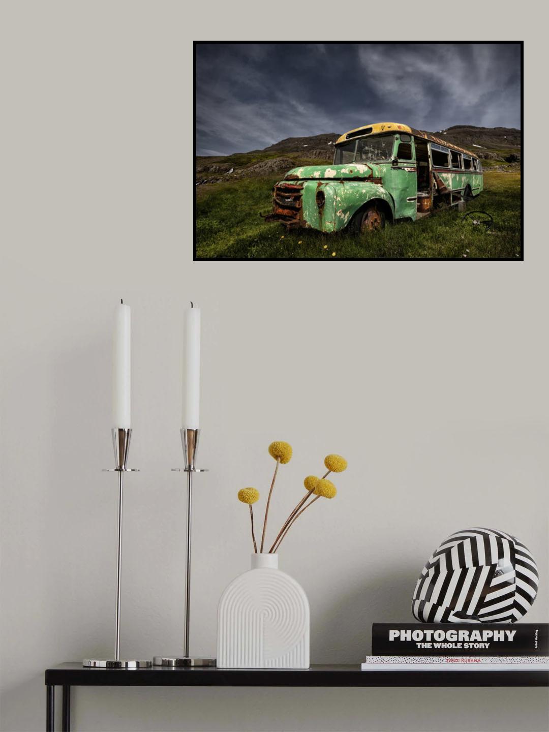 Green Bus Poster och Canvastavla