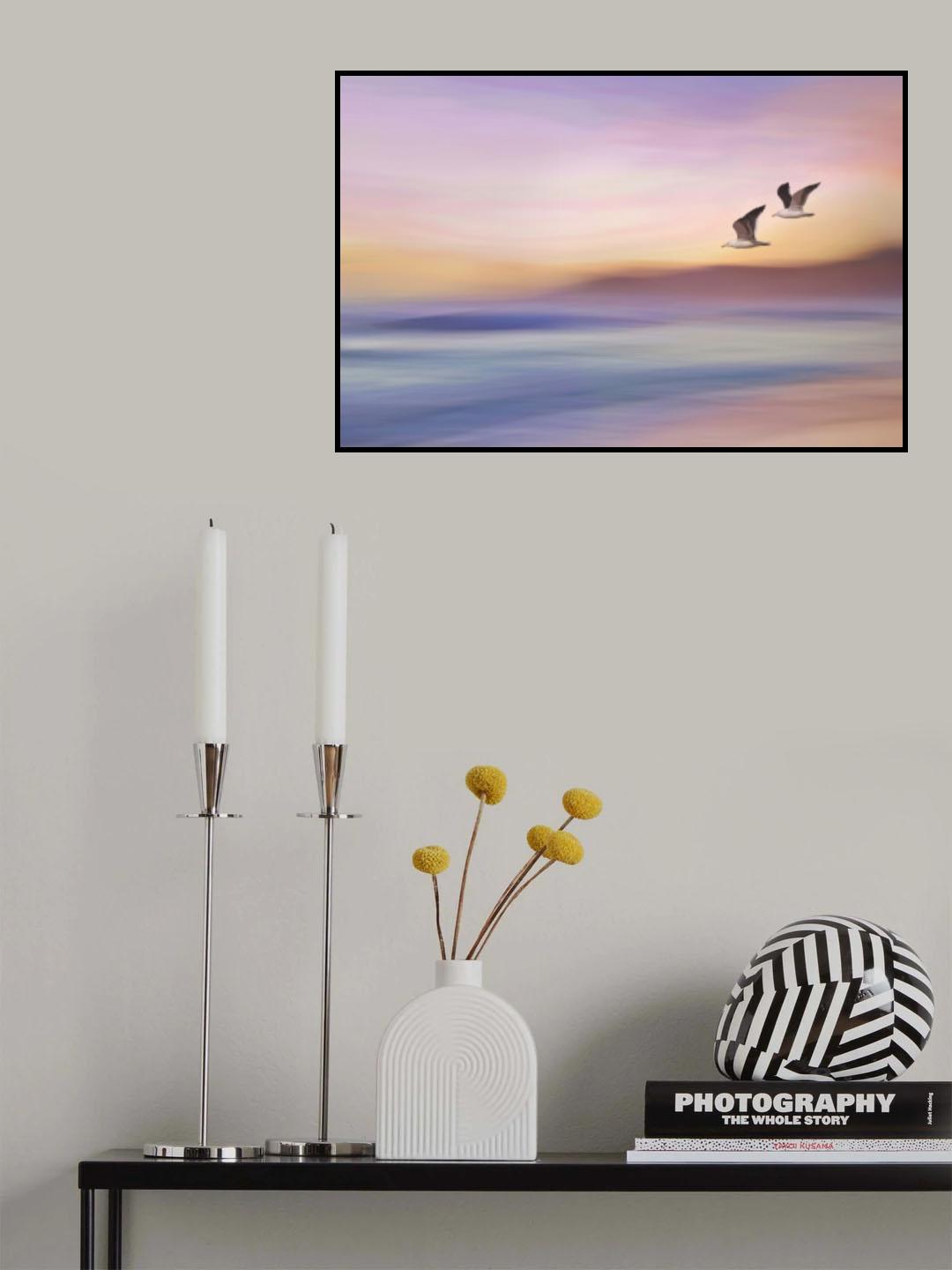 Seagulls over Long Beach Poster och Canvastavla