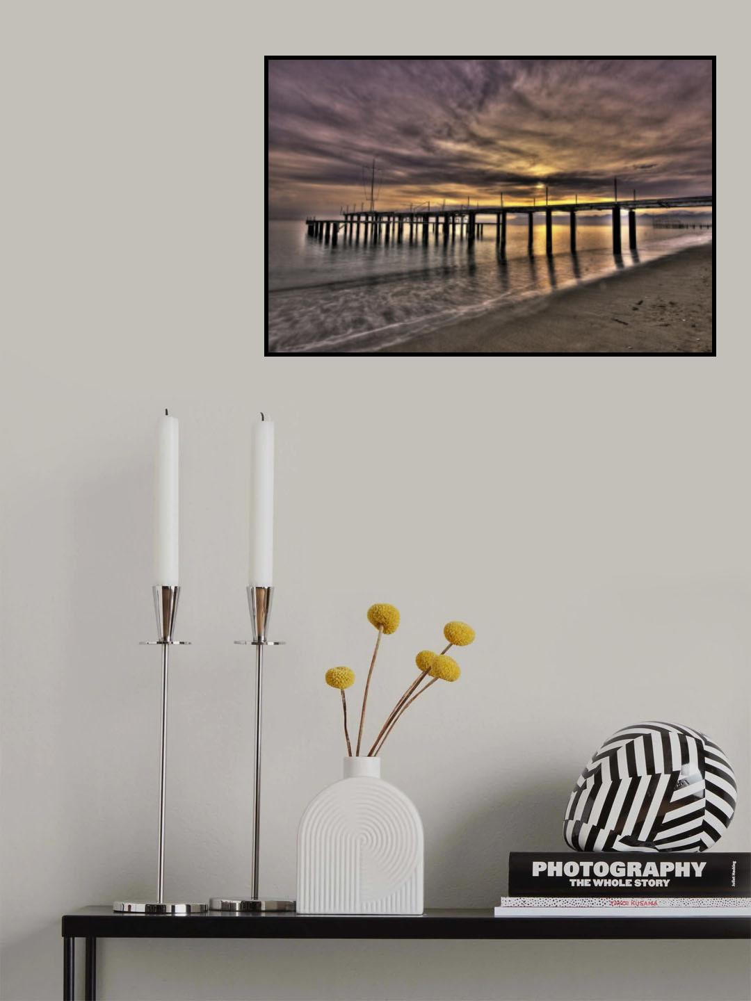 old pier and beautiful sunset Poster och Canvastavla