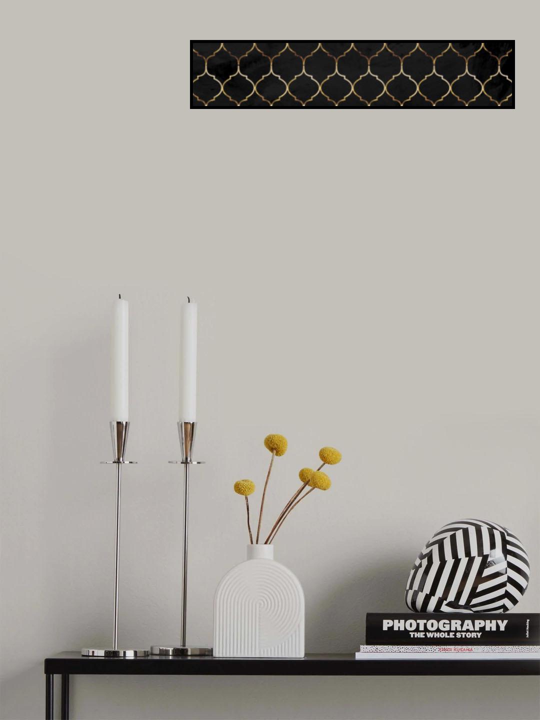 Moroccan wall mural black gold Poster och Canvastavla