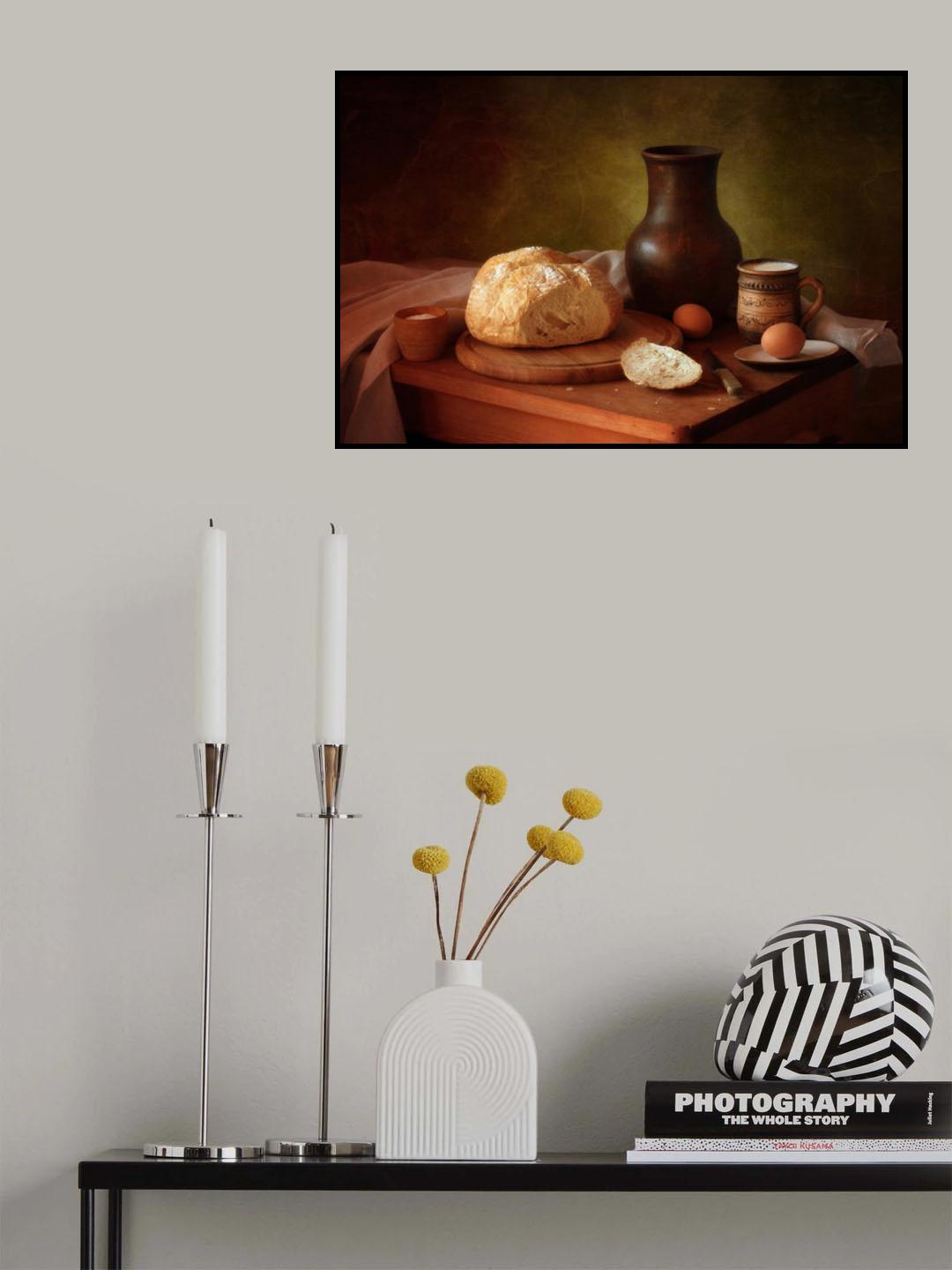 Still life with bread and milk Poster och Canvastavla