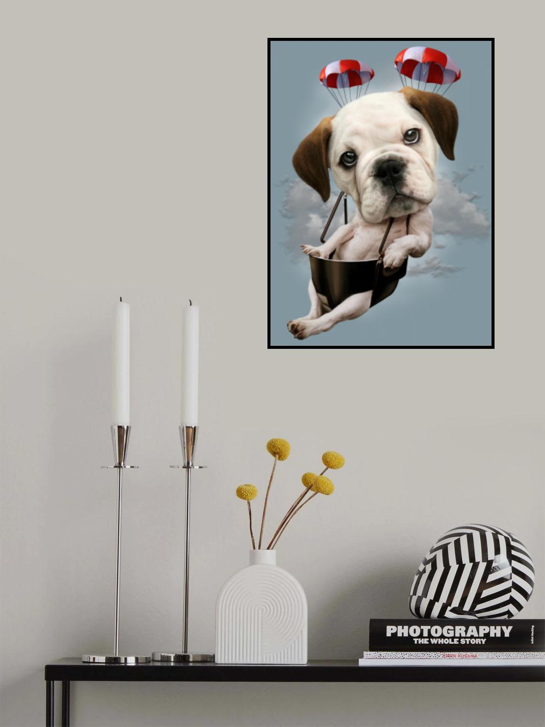 puppy on parachute Poster och Canvastavla