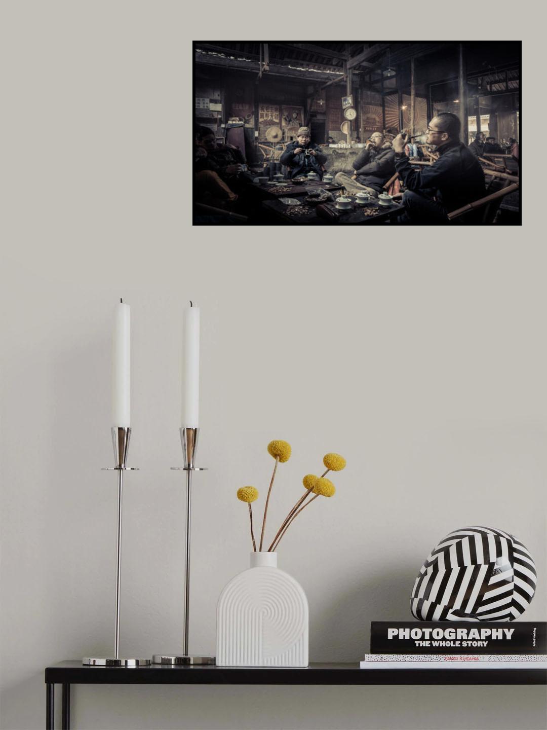 Chengdu old Teahouse 《茶馆老炮》 Poster och Canvastavla