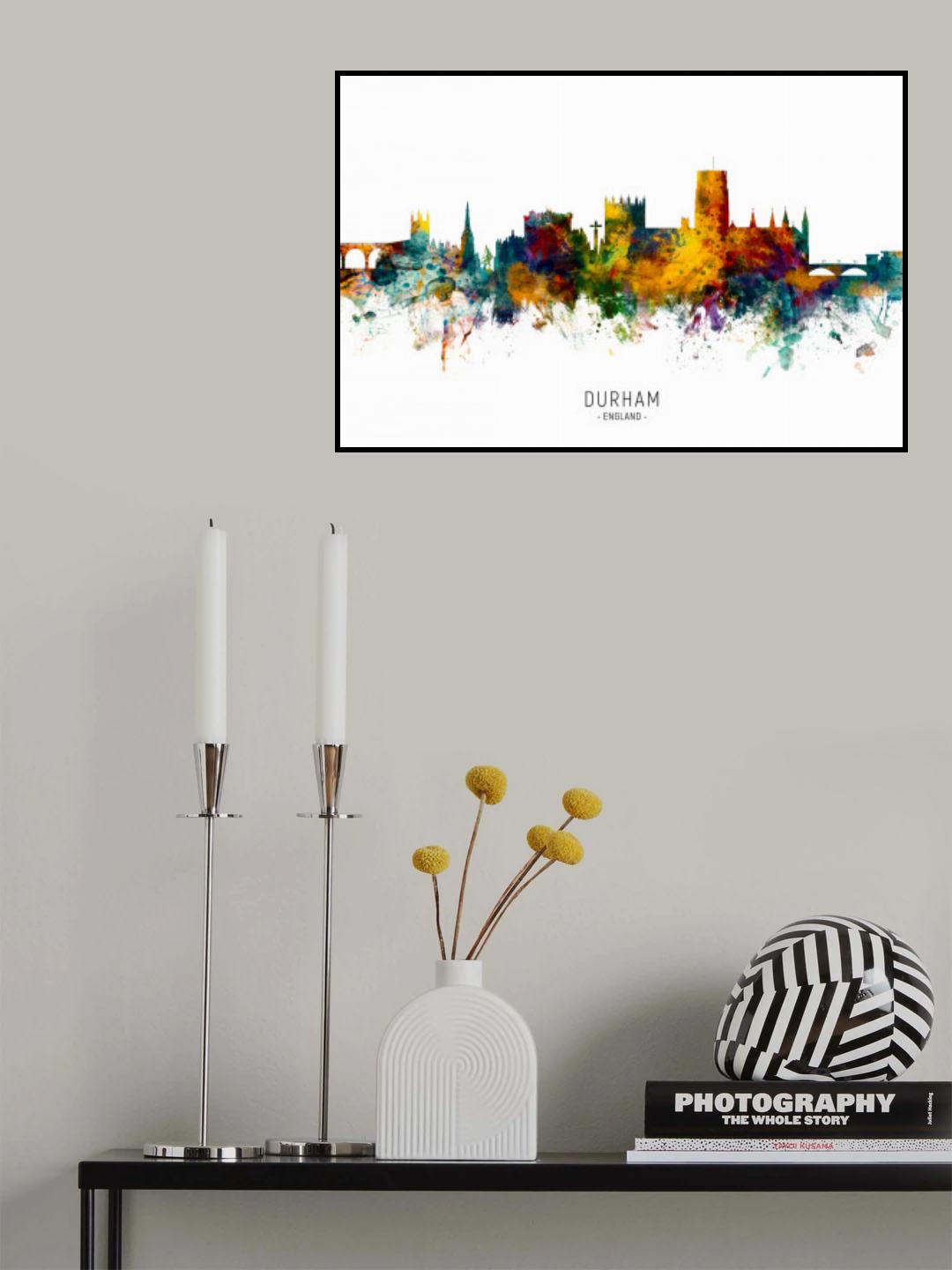 Durham England Skyline Cityscape Poster och Canvastavla