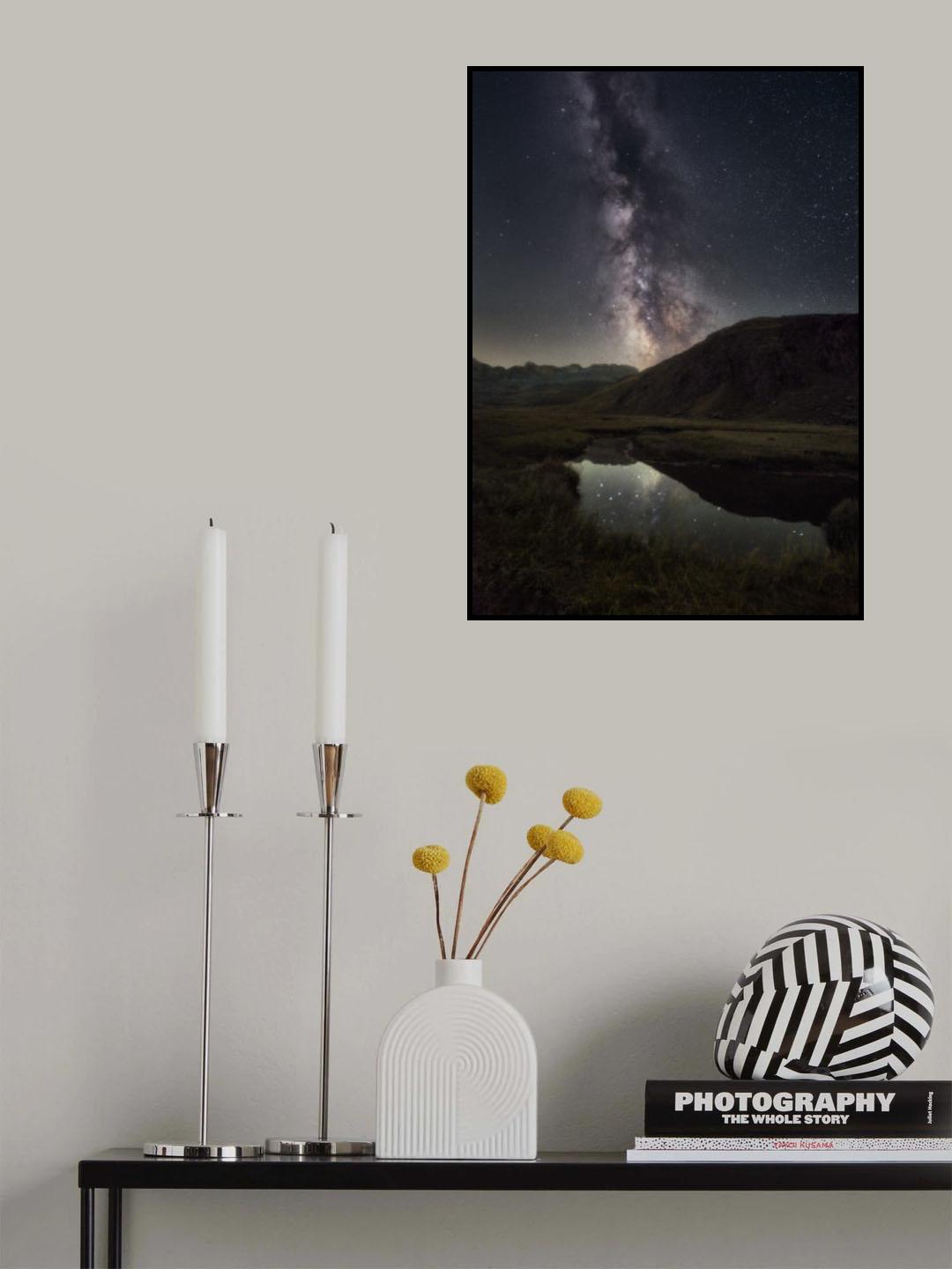 Milky Way over valley Poster och Canvastavla