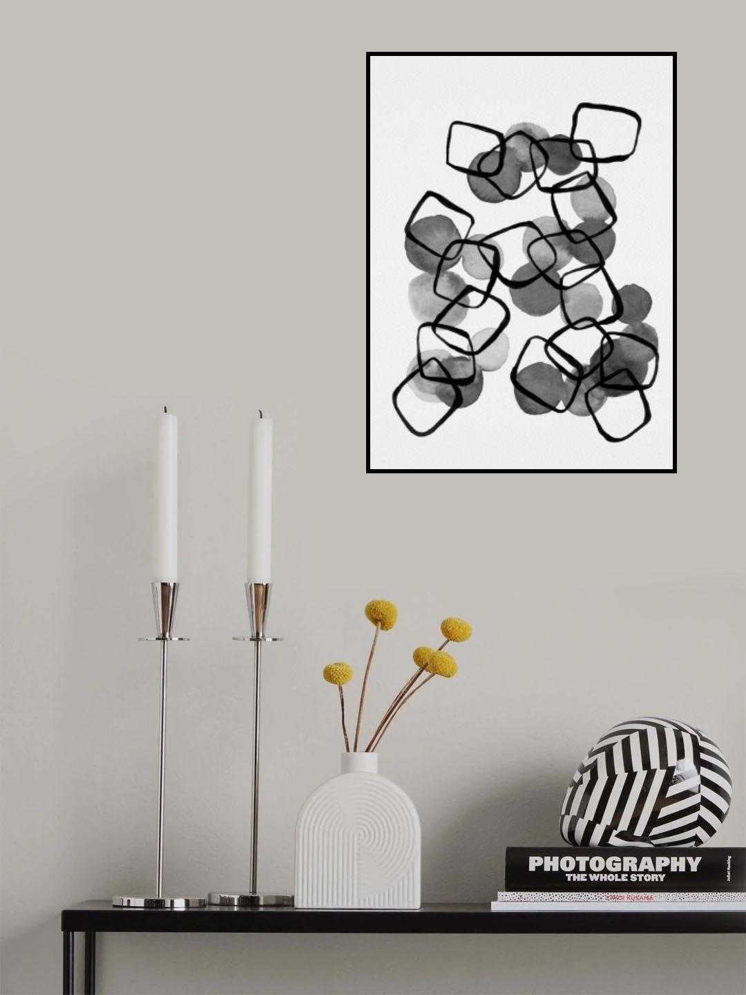 Black and White Shapes Chain Poster och Canvastavla