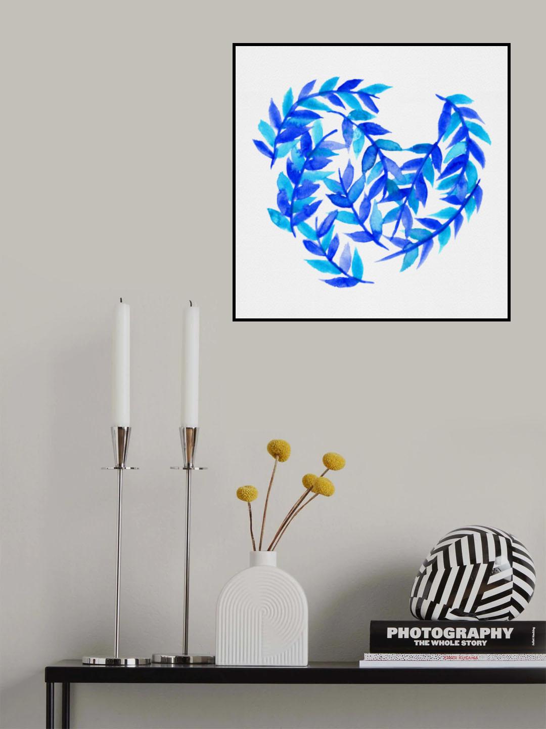 Leaves Curved Blue Poster och Canvastavla