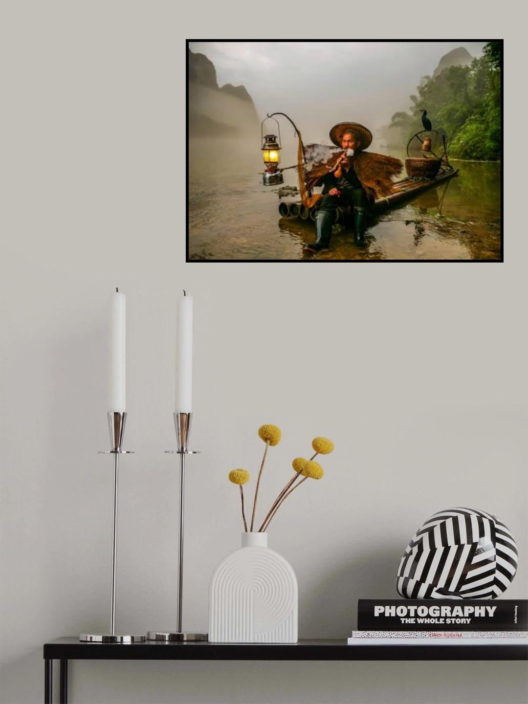 Cormorant Fisherman Poster och Canvastavla