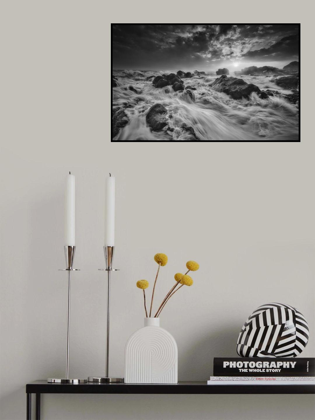 Rough sea sunset Poster och Canvastavla