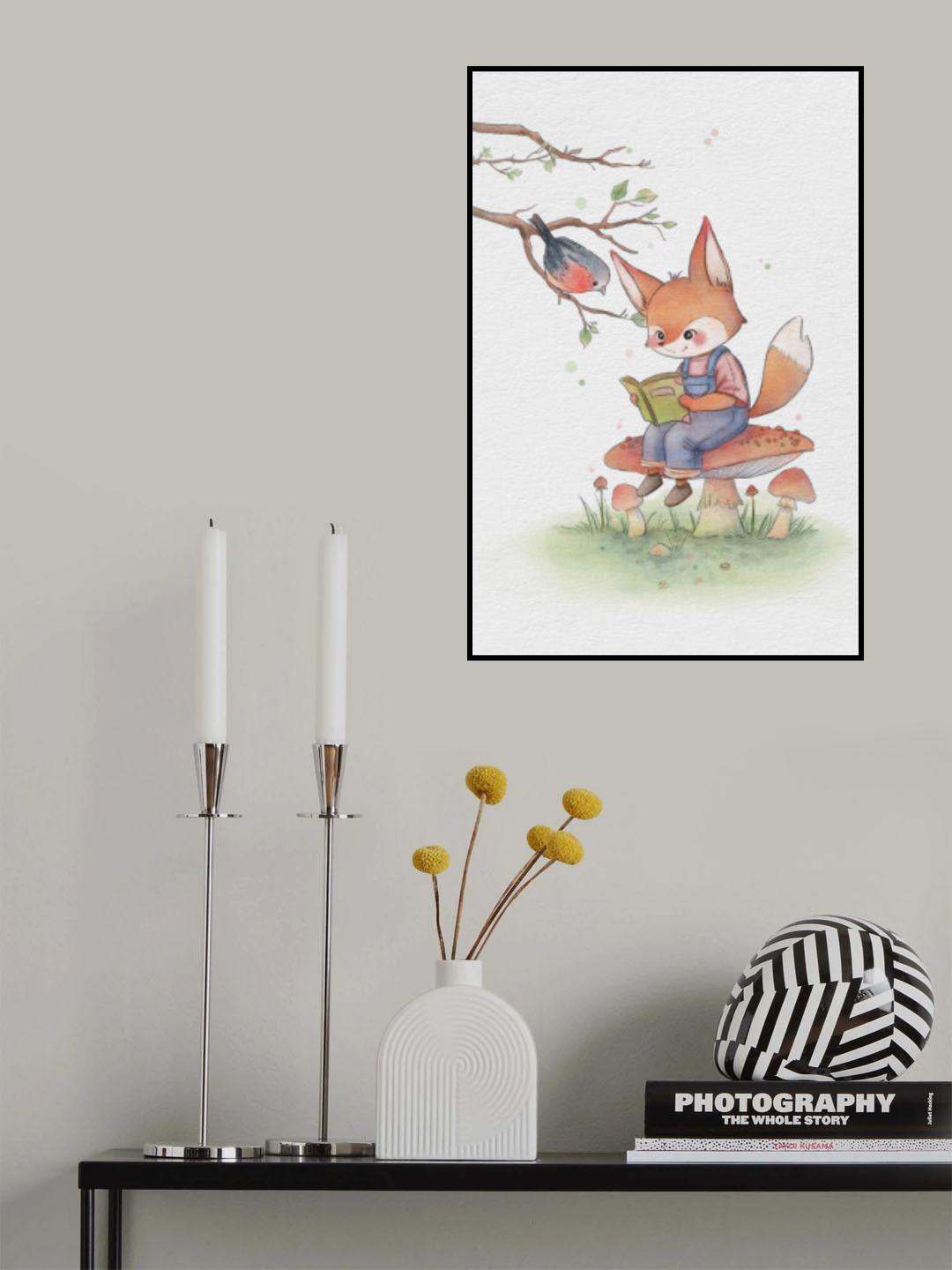 Fox and Bird Illustration 2 Poster och Canvastavla