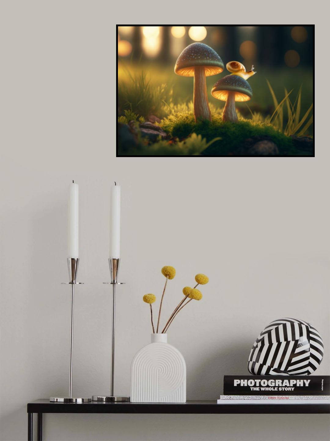 Snail With Mushroom Poster och Canvastavla