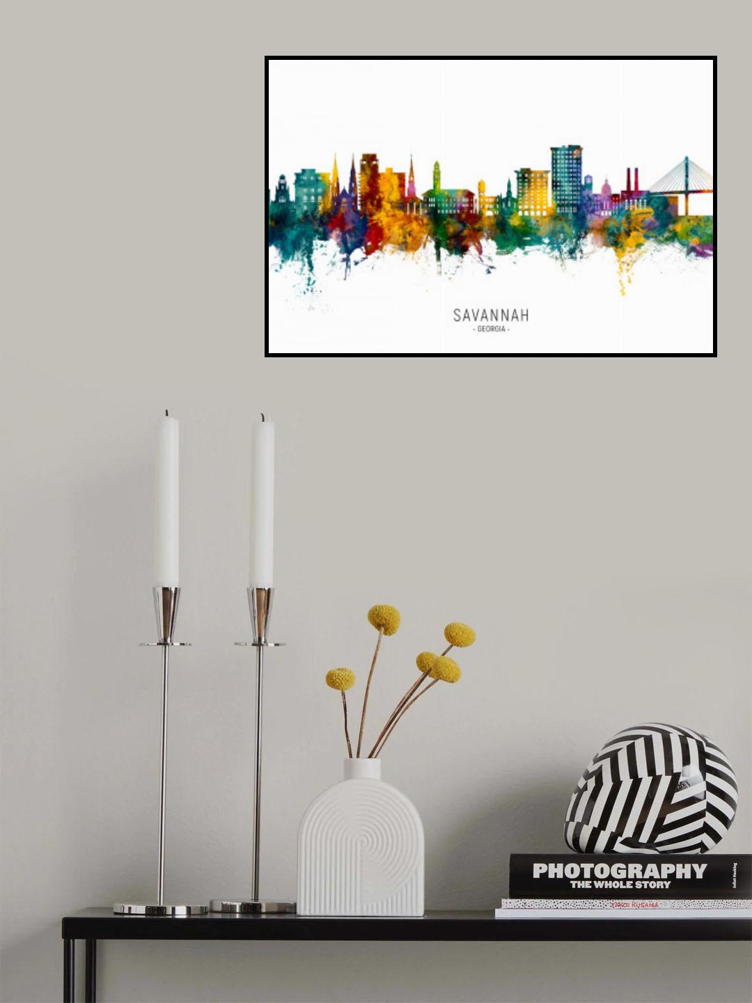 Savannah Georgia Skyline Poster och Canvastavla