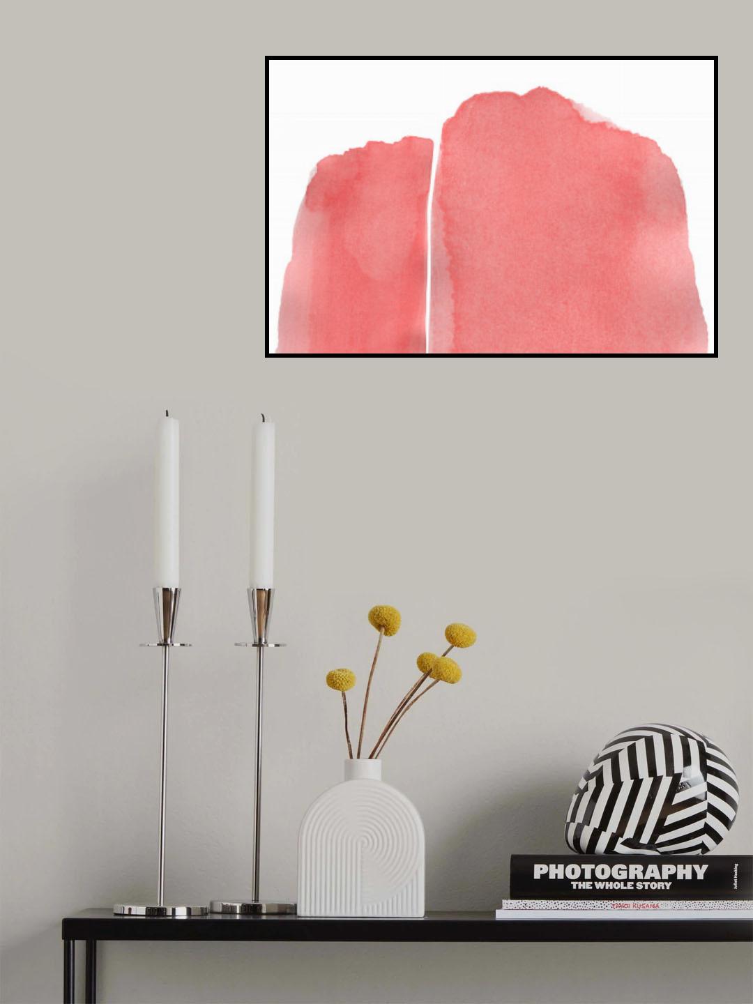 Minimal Pink Abstract 03 Mountain Poster och Canvastavla