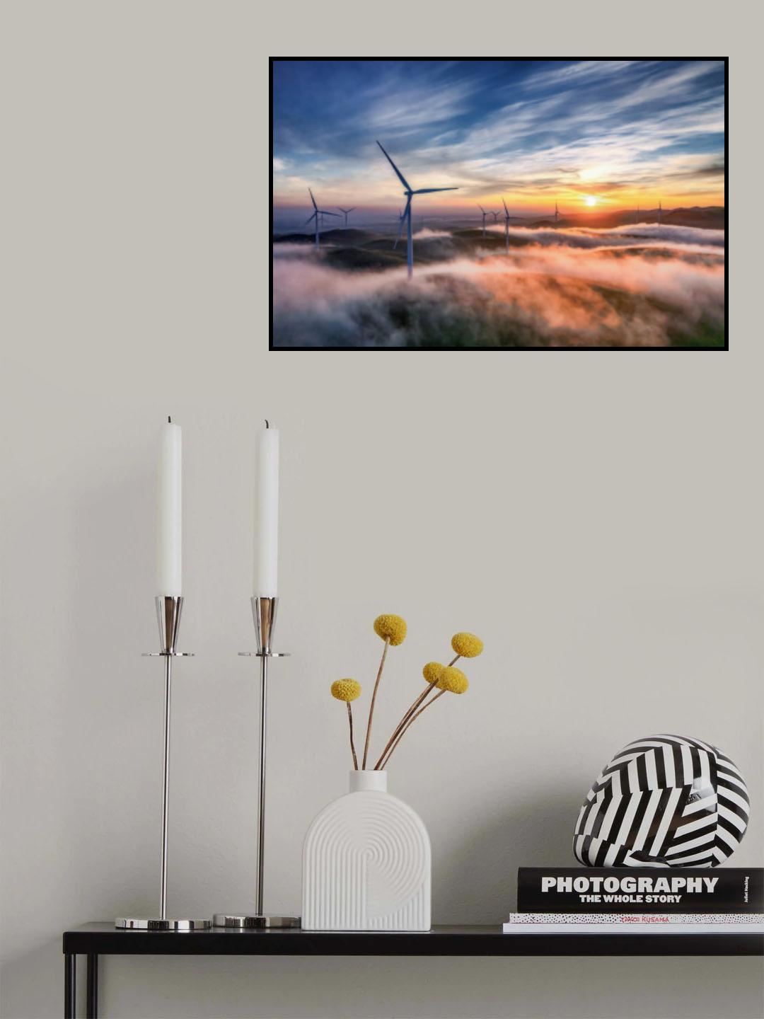 Sunrise at the Windmill Farm Poster och Canvastavla