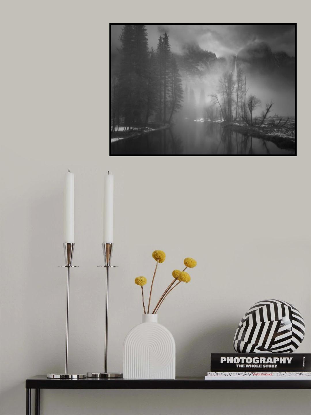 Yosemite Falls in Fog Poster och Canvastavla