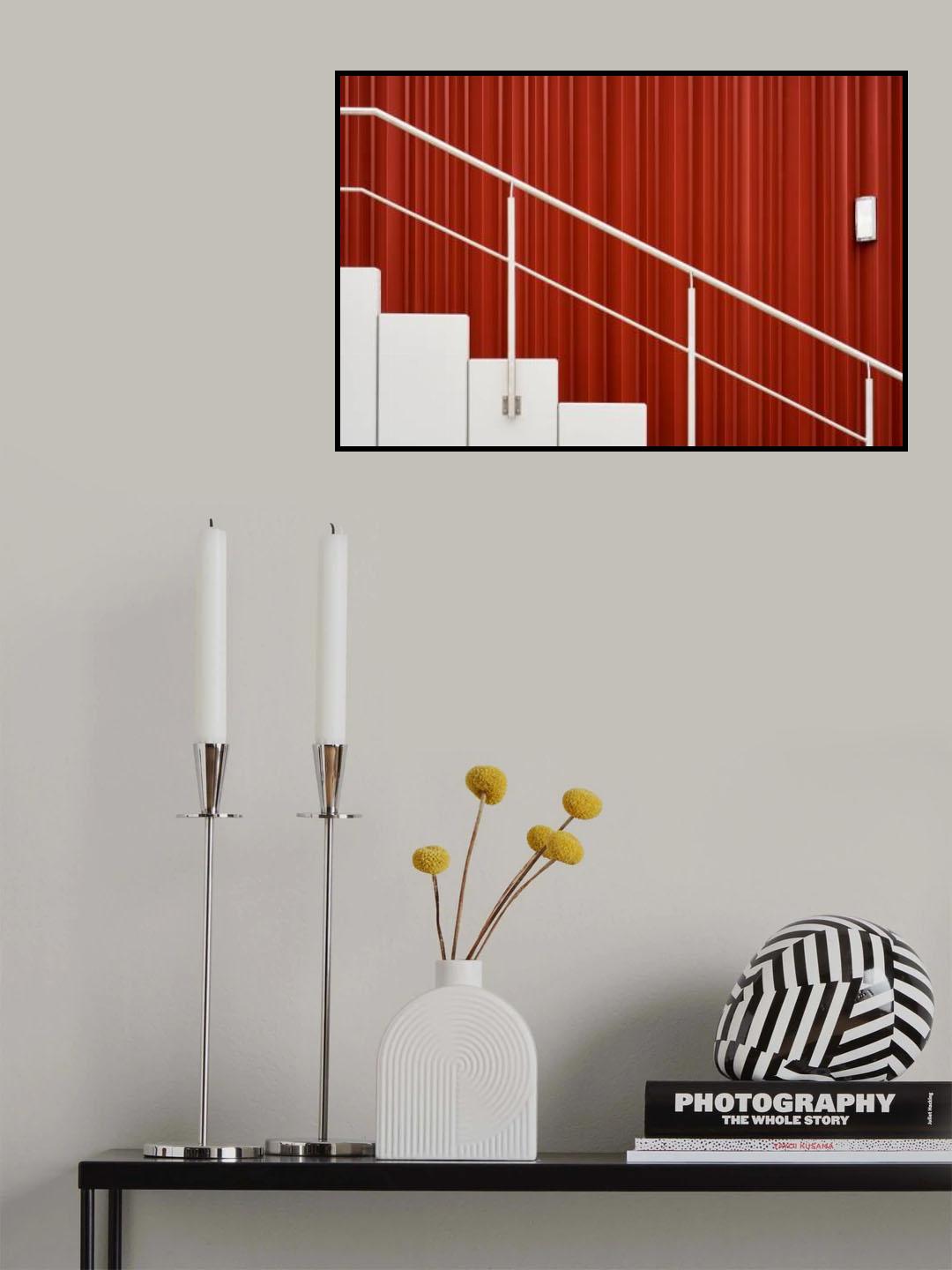 railing in front of red Poster och Canvastavla